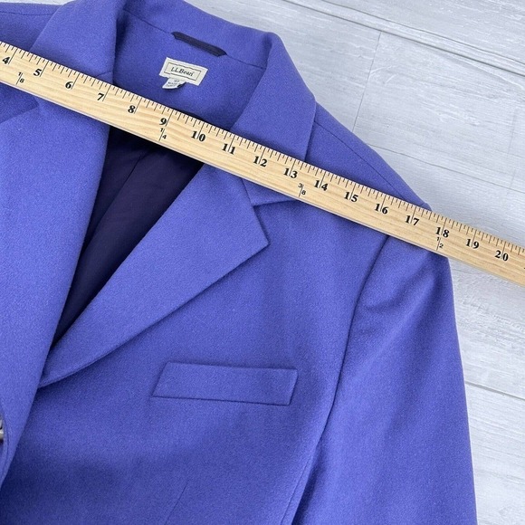 LL Bean Blazer Jacket Women Size 16 Petite Purple 3 Button Wool Cashmere Blend - Picture 9 of 14